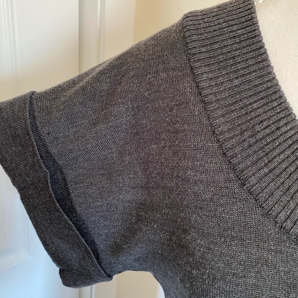 Calvin Klein Dark Grey Merino Wool Blend Knit Short Sleeve Party Office Dress- S - Picture 7 of 15